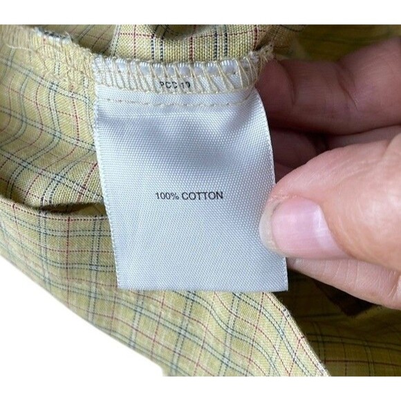 REI Shirt Mens M Yellow  Button Down Plaid Short Sleeve Outdoor Casual Beach - Picture 9 of 14